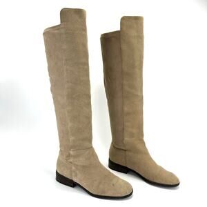 Lucky Brand Tan Flat Over The Knee Tall Boot Size 8.5M Suede/Stretch Microsuede